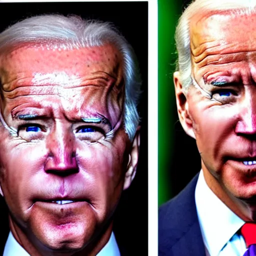 Prompt: joe biden frowning, swollen face, bruised, purple and green bruises, red swollen boils, painful, detailed, up close, medical photo, / r / medizzy