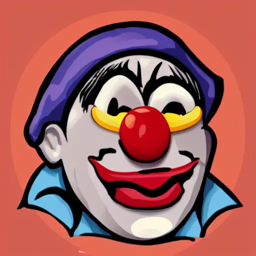 Image similar to emoji of a crying clown. high quality. emoji style.