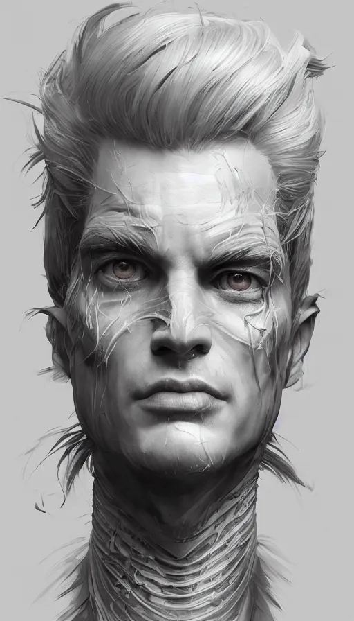 Prompt: a portrait of edward scissorhandskey visual, realistic shaded perfect face, fine details by stanley artgerm lau, wlop, nekro, james jean, andrei riabovitchev, marc simonetti, and sakimichan, trending on artstation