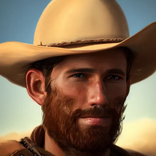 Prompt: a portrait of a cowboy in 2 0 7 0, intricate, highly detailed, digital painting, artstation, concept art, smooth, sharp focus, illustration, cinematic, vfx