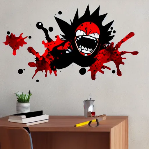 Image similar to die cut sticker, gatling attack by luffy, splatter paint