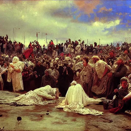 Image similar to the dream of the old tyrant, by ilya repin, oil on canvas, 1 8 8 3, high resolution
