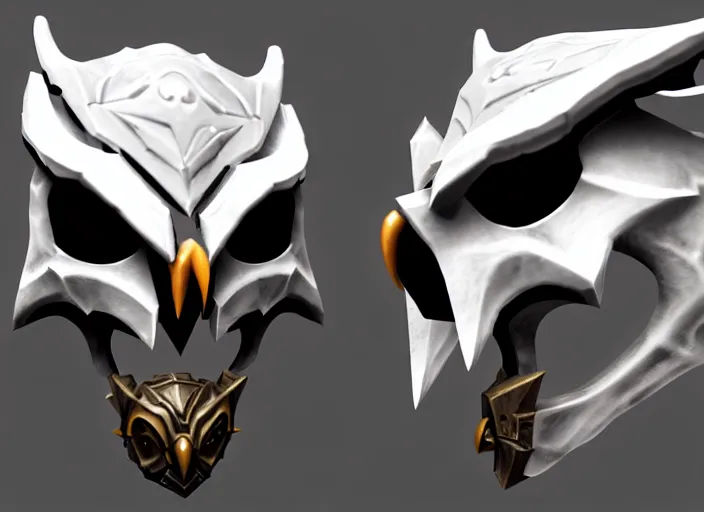Image similar to owl skull mask, stylized stl, 3 d render, activision blizzard style, hearthstone style, darksiders art style