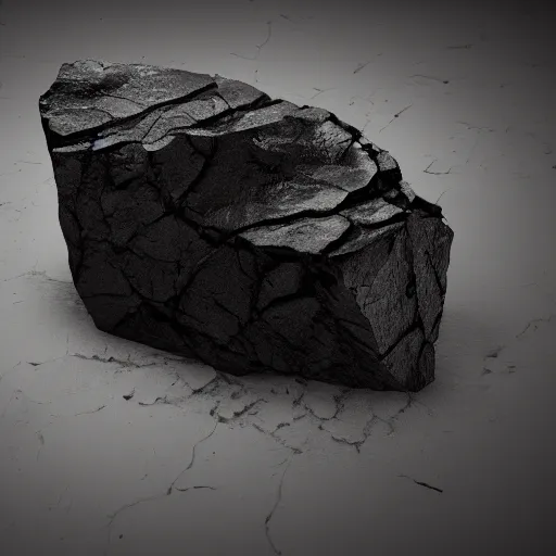 Prompt: piece of dark black ore with scratches and imperfections, fantasy art, computer art, insane detailed, ray tracing, 4 k, no noise