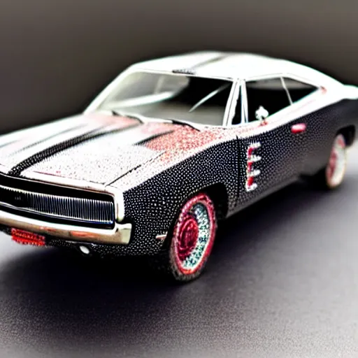 Image similar to Dodge Charger model made of wire and sea agate, highly detailed, intricate, elaborate