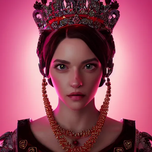Prompt: portrait of royal princess of ruby with fair skin, ornate 8 k gorgeous intricate detailed, accent lighting, dramatic light, octane render