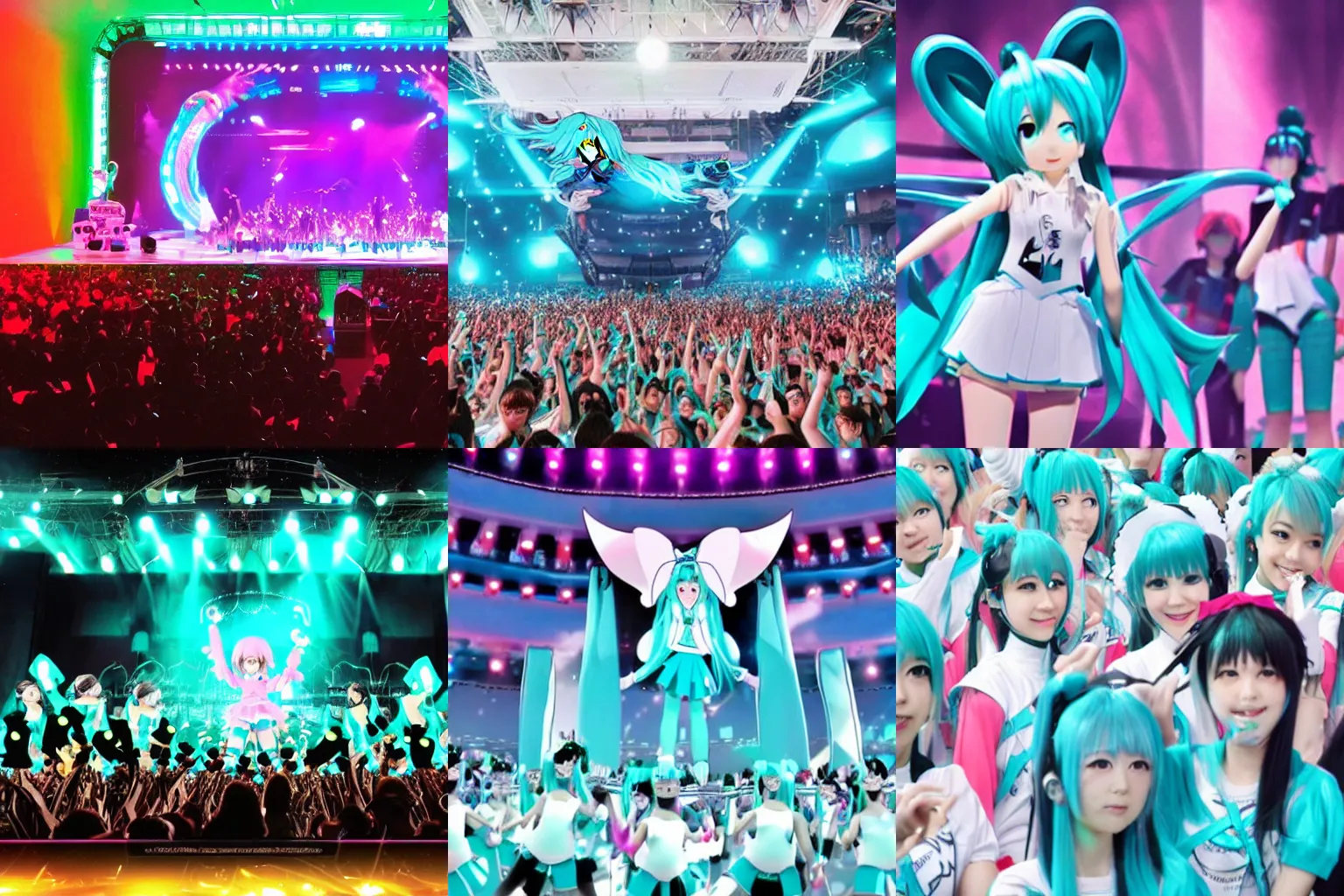 Prompt: photo of a Hatsune Miku concert