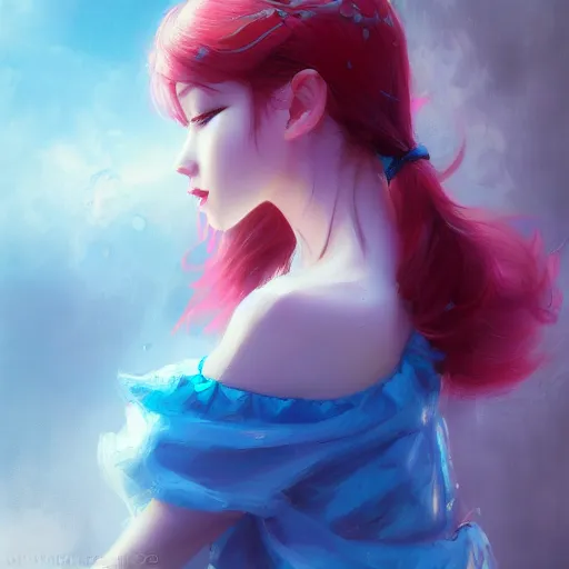 Image similar to Bella ragazza, bubblegum, visualartzi, korean, and blue image, Stanley Artgerm Lau, WLOP, Rossdraws, James Jean, Andrei Riabovitchev, Marc Simonetti, Yoshitaka Amano, digital art, artstation