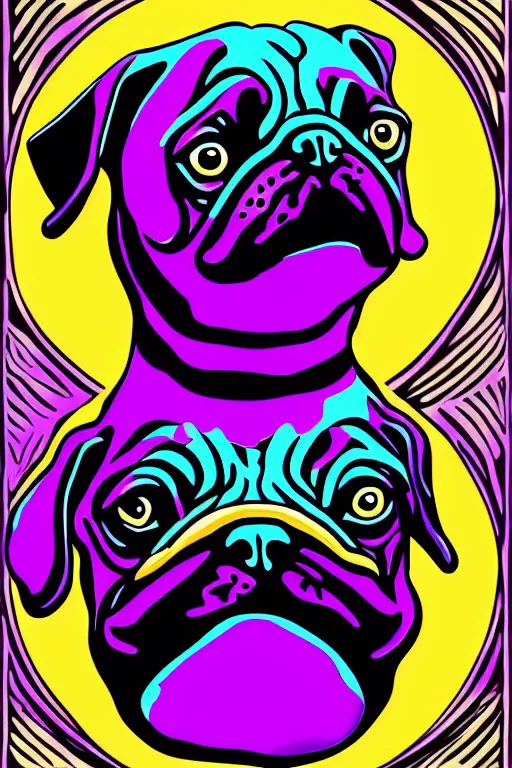 Prompt: Portrait of a pug as the pope, sticker, colorful, illustration, highly detailed, simple, smooth and clean vector curves, no jagged lines, vector art, smooth