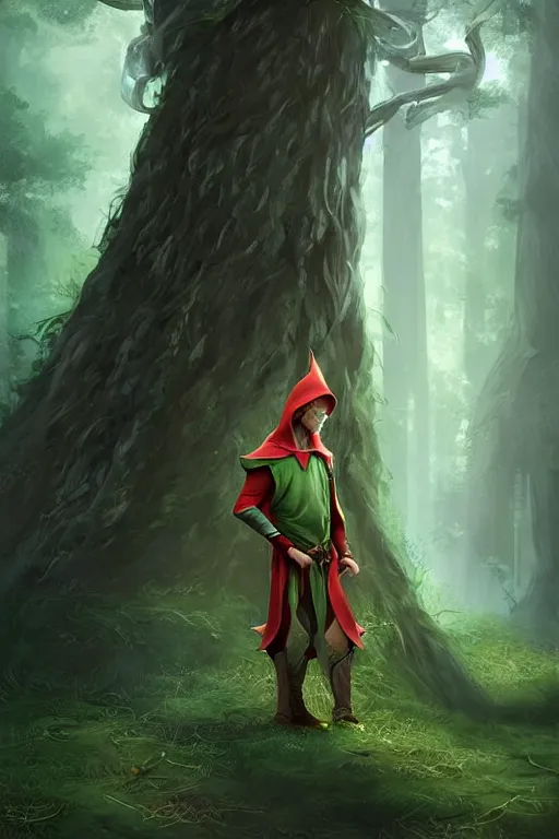 Image similar to beautiful, digital art, male elf wizard, wearing linen hooded cloth. forest background. artstation, by bartek fedyczak, erak note, tooth wu, neil richards, kan liu, siwoo kim, jisu choe