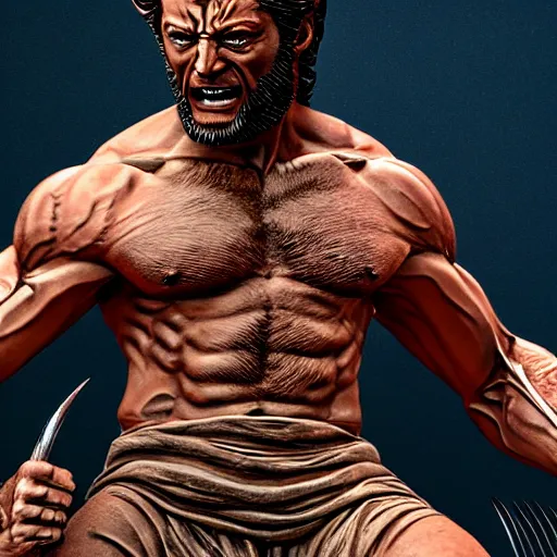Image similar to Wolverine as a Greek statue 4k detail
