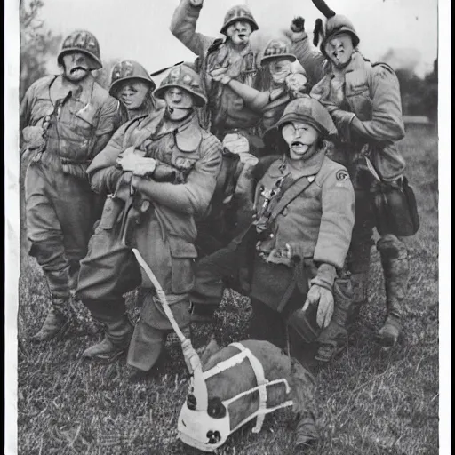 Prompt: a photograph of furries in wwii