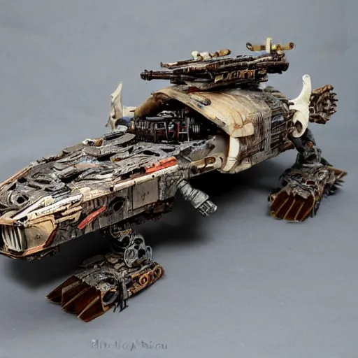 Image similar to a sci - fi flying speeder built out of scavenged parts.