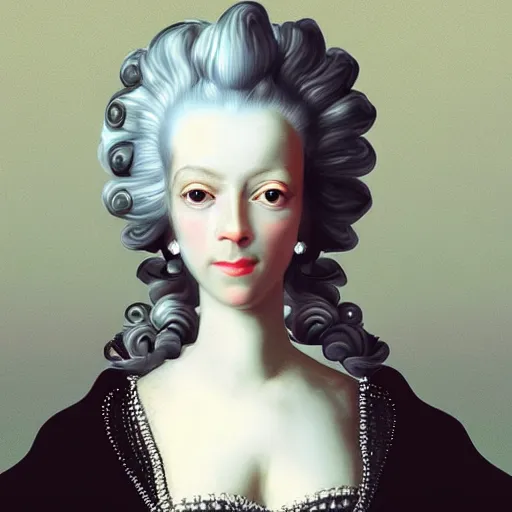 Prompt: “ streampunk portrait of marie antoinette, pretty face, digital portrait, fine details, trending on artstation ”