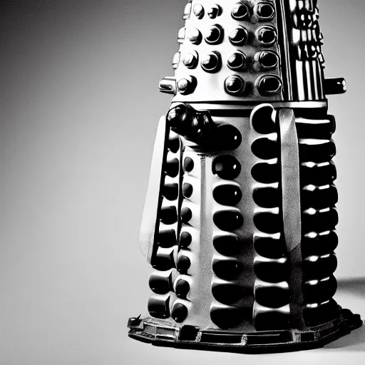 Prompt: glamour photograph of dalek wearing thigh high boots