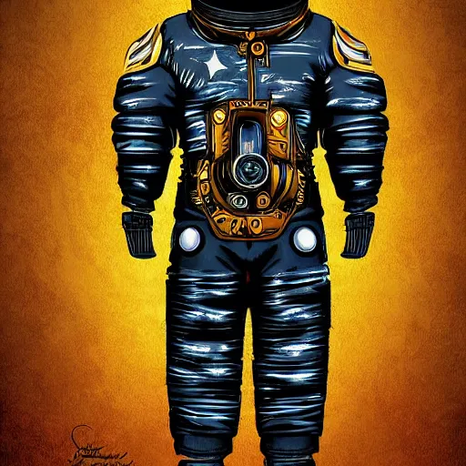 Image similar to spacesuit in the style of steampunk, digital art