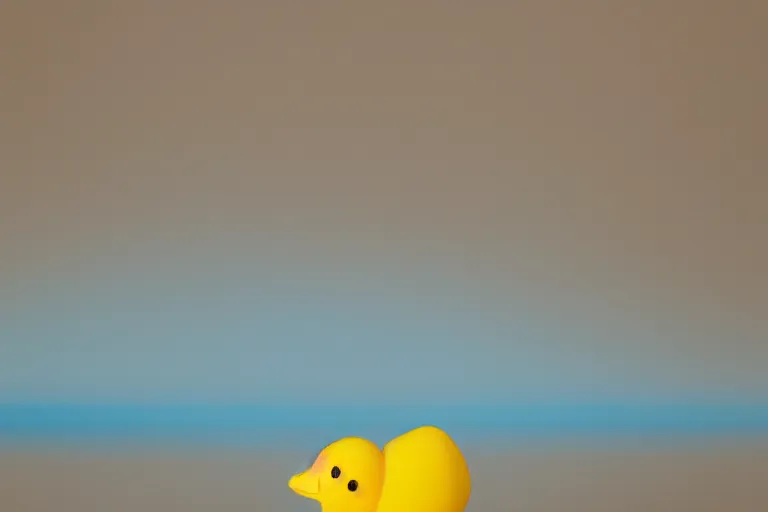 Prompt: a photo of a yellow rubber duck on a background of a blue ocean, front view, close up, photorealistic, 8 k