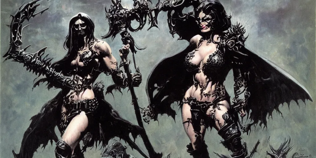 Image similar to female death dealer by frank frazetta