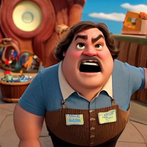 Prompt: Jack Black in Pixar's Up, CG movie still, very detailed