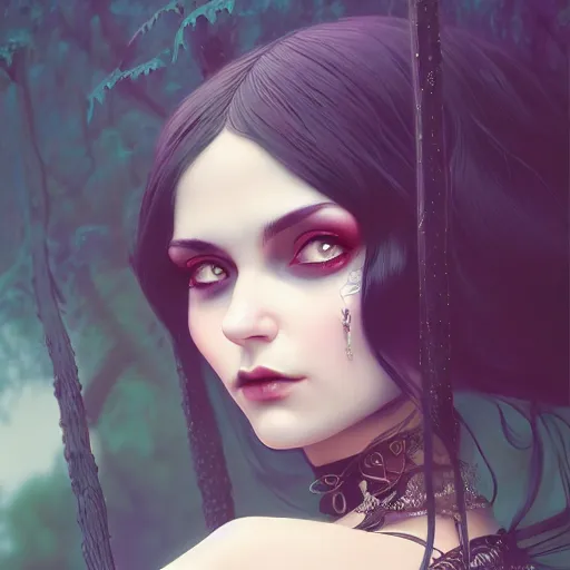 Image similar to a portrait of a beautiful gothic gypsy, art by ilya kuvshinov and wlop and artgerm and josan gonzalez, digital art, highly detailed, intricate, sharp focus, trending on artstation hq, deviantart, pinterest, unreal engine 5, 4 k uhd image