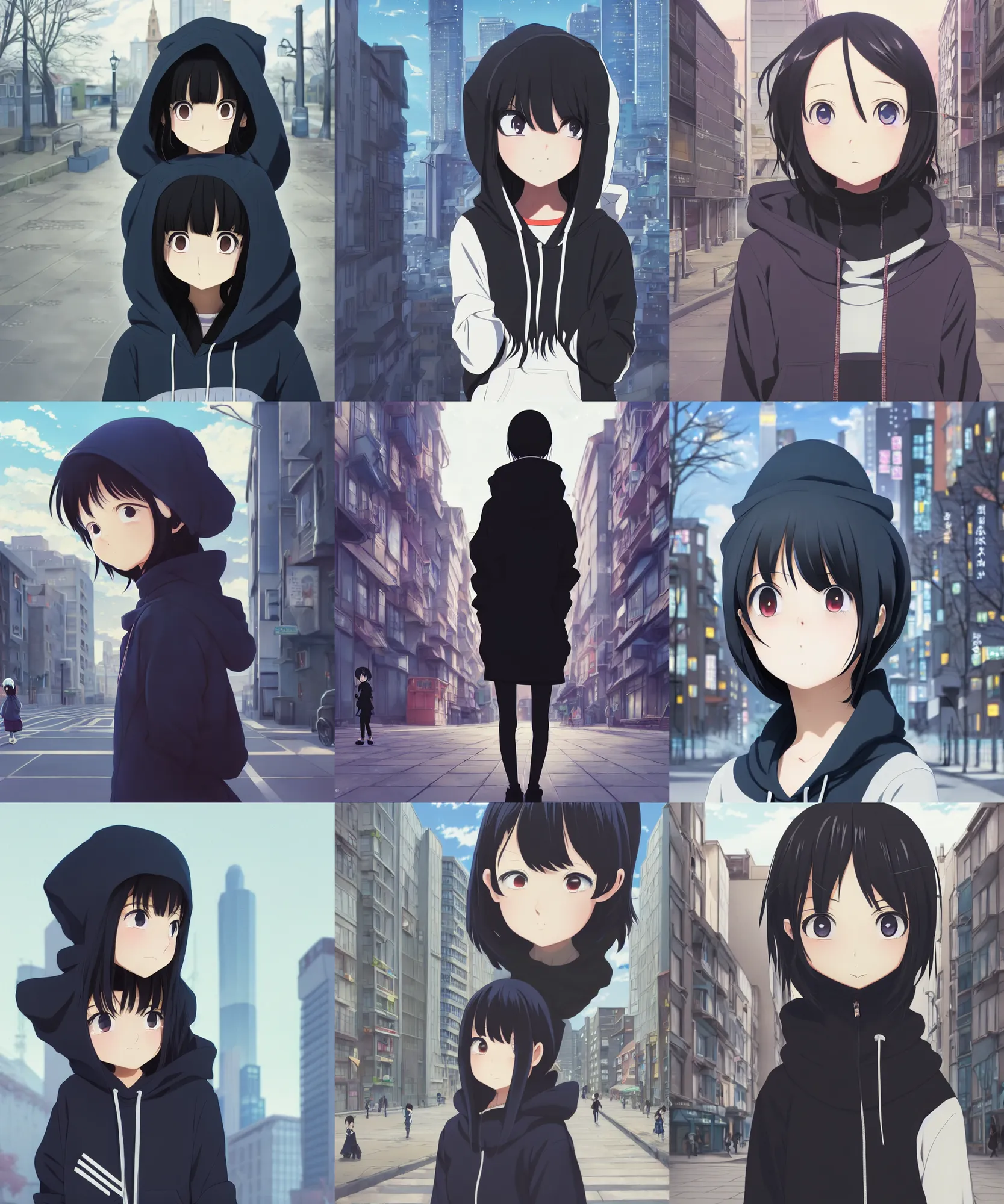 profile of anime girl wearing hoodie, ilya kuvshinov,, Stable Diffusion