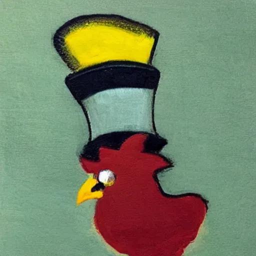 Prompt: A chicken with a hat