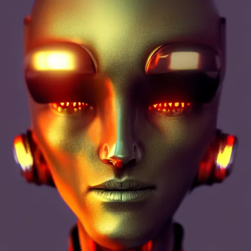 Prompt: centered detailed portrait of a scary robotic robot, realistic character concept, identical eyes, gazing eyes, video game art, fantasy, illustration, slender symmetrical face and body, artstation, cinematic lighting, hyperdetailed, cgsociety, 8 k, octane render, golden ratio, postprocessing