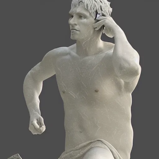 Image similar to marble statue shattered by golden bulet, art by mike winkleman, octane render, trending on cg society, trending on artstation, matte painting, lighting, sharp, hyperrealistic, award winning, reimagined by studio c
