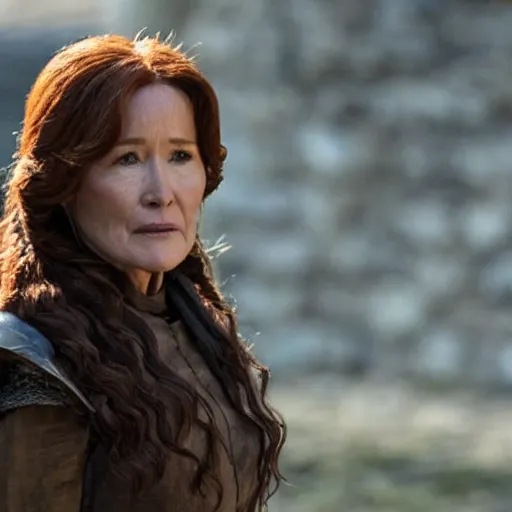 Prompt: mary mcdonnell as catlyn stark from game of thrones golden hour cinematic