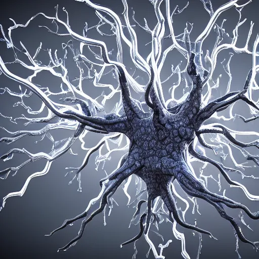 Image similar to army of neuron dendritic monster, t - pose, hyperrealistic, hyperdetailed, vray, 5 5 mm