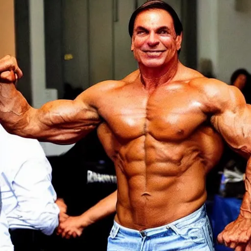 Image similar to bodybuilder bolsonaro posing