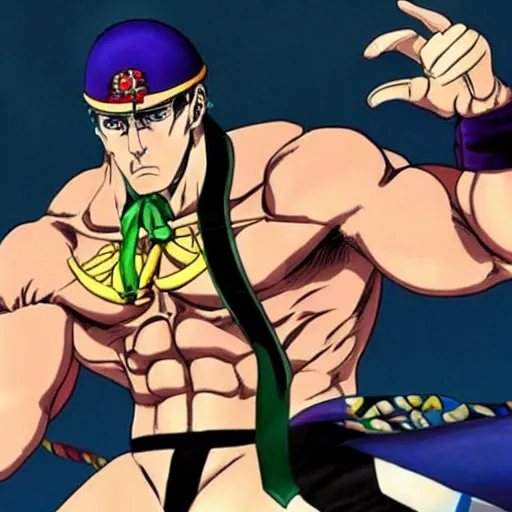 Prompt: putin in jojo bizarre adventure with a muscular body, very anime style