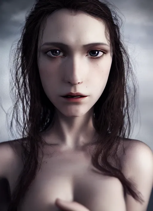 Prompt: closeup portrait of a young female vampire, depth of field, zeiss lens, detailed, symmetrical, centered, fashion photoshoot, by Annie Leibovitz and Steve McCurry, David Lazar, Jimmy Nelsson, Breathtaking, 8k resolution, extremely detailed, beautiful, establishing shot, artistic, hyperrealistic, beautiful face, octane render