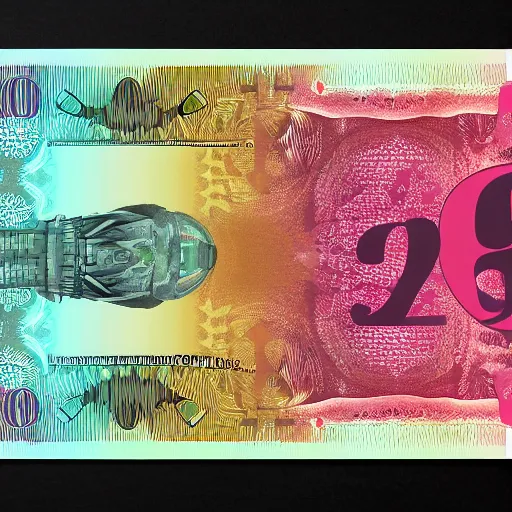 Prompt: concept design £ 5 0 note for the year 2 0 3 3