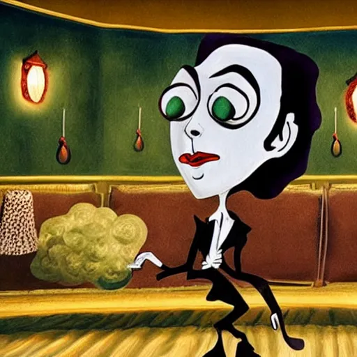 Prompt: tim burton's remake of seinfeld, german expressionist art style, gothic, stunning 4K production still