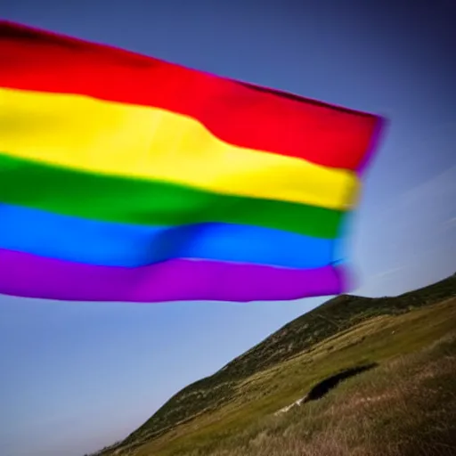 Image similar to beautiful amazing, award - winning photograph of lgbt flag waving in the wind