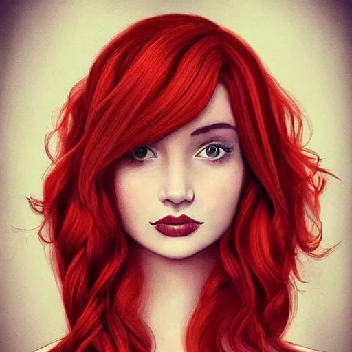 Image similar to Portrait of a beautíful young lady with red hair, sharp, detailed, award winning, arstation, pinterest