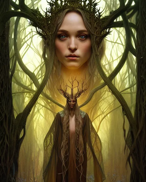 Prompt: symmetry portrait of king of ent of fangorn forest, glam, fae, fireflies, forest background, intricate, elegant, highly detailed, digital painting, artstation, concept art, smooth, sharp focus, illustration, art by artgerm and greg rutkowski and fra angelico and alphons mucha