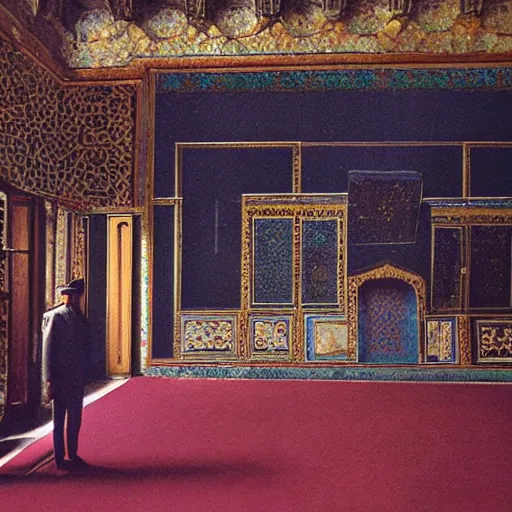 Prompt: inside topkapi palace, jewel thieves, 1963, Kodachrome film