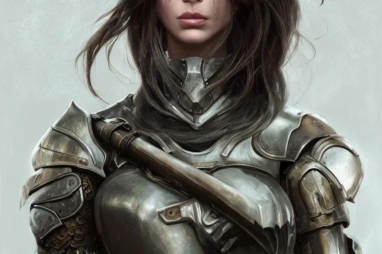 Image similar to a portrait of an attractive young woman, clothed in battle armor, olive skin, long dark hair, beautiful bone structure, symmetrical facial features, intricate, elegant, highly detailed, digital painting, trending on Artstation, concept art, smooth, sharp focus, illustration, from Metal Gear by Ruan Jia and Mandy Jurgens and Artgerm and greg rutkowski and william-adolphe bouguerea, award winning