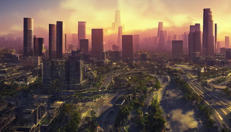 futuristic los angeles with big humongous skyscrapers, | Stable ...