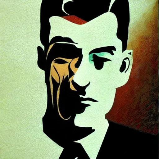 Image similar to dale cooper from twin peaks by dave mckean