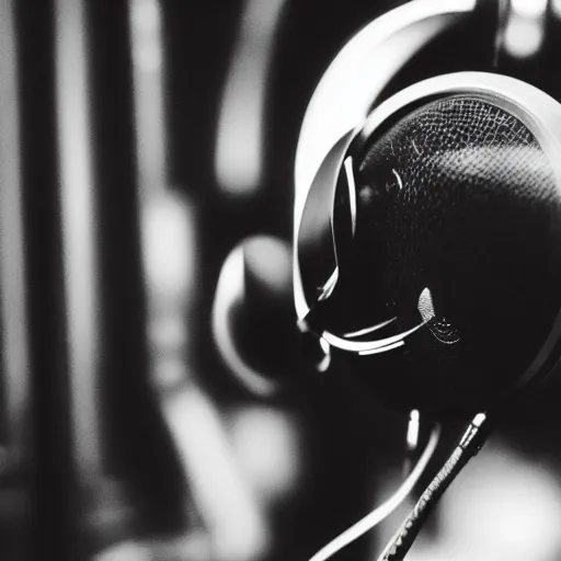 Prompt: A photograph of a bird wearing headphones and speaking into a high-end microphone in a recording studio.