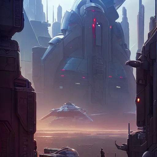 Image similar to the mandalorian view on futuristic city in the horizon, illustration by tyler edlin, detailed, sharp, masterpiece, highly detailed, photorealistic, octane render, 8 k, unreal engine. art by artgerm and greg rutkowski and charlie bowater and magali villeneuve and alphonse mucha