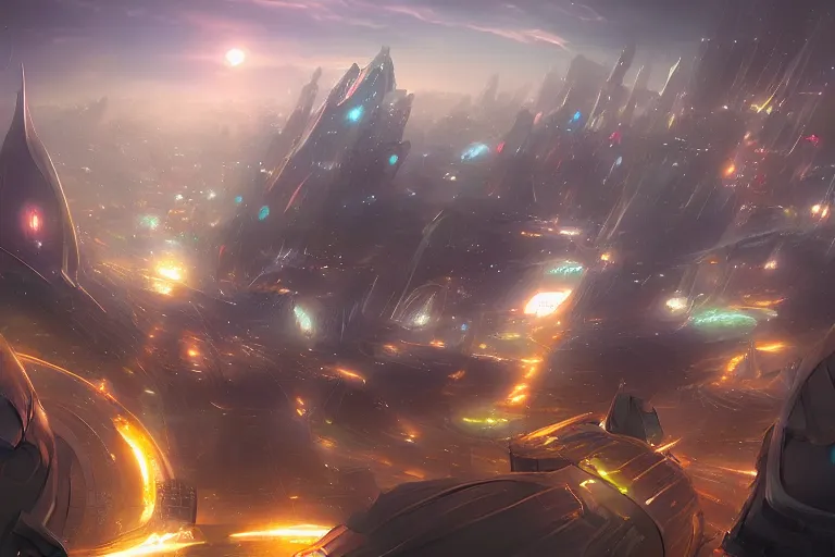 Image similar to a magical futuristic city by jessica rossier,