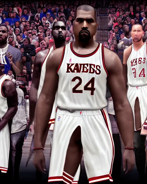 Image similar to kanye west bobblehead mode in nba 2 k 3