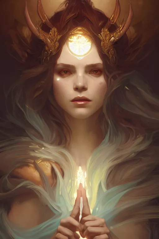 Image similar to beautiful sorceress, accurate anatomy, only two hands, highly detailed, digital painting, artstation, concept art, smooth, sharp focus, illustration, Unreal Engine 5, 8K, art by sakimichan and greg rutkowski and alphonse Mucha