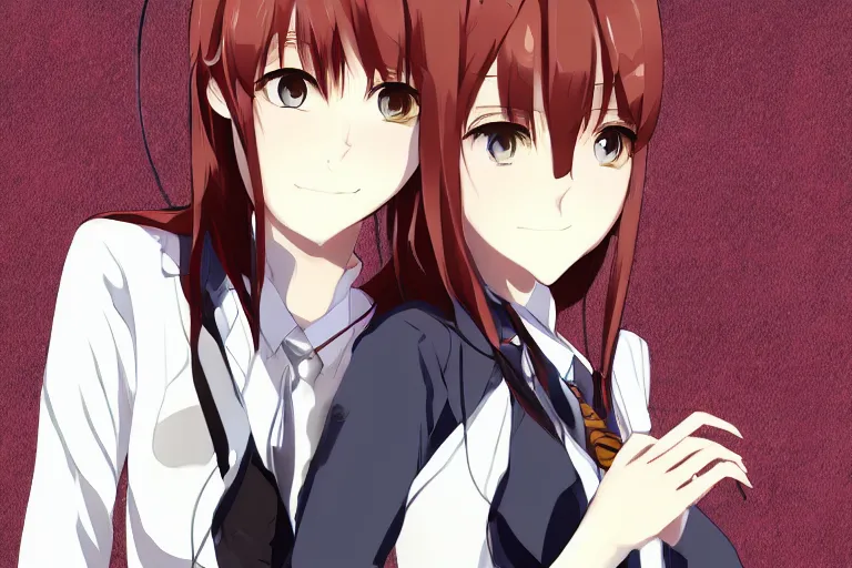 Image similar to makise kurisu digital art