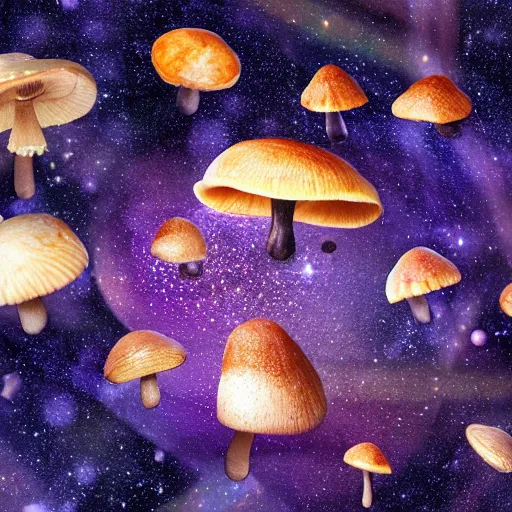 Image similar to mushrooms digesting the universe, 8 k