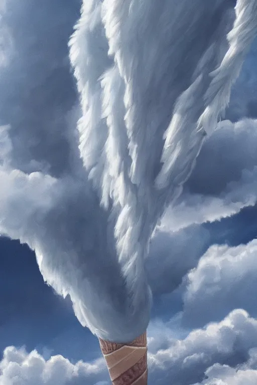 Image similar to clouds that look like angels hair and ice cream castles in the air, and feather canyons everywhere, trending on artstation